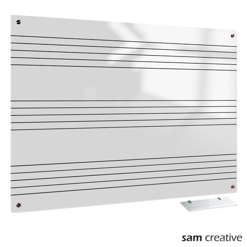 Whiteboard Glas Solid muziekbalken 60x90 cm