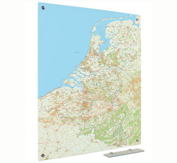 Glassboard kaart wegenkaart Benelux 90x120 cm