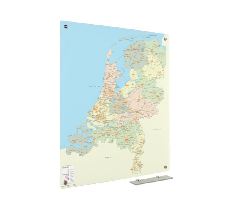 Glassboard kaart provincies Nederland 90x120