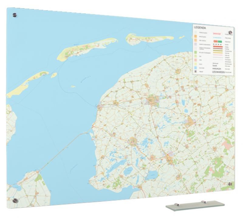 Glassboard kaart provincie Friesland 90x120 cm