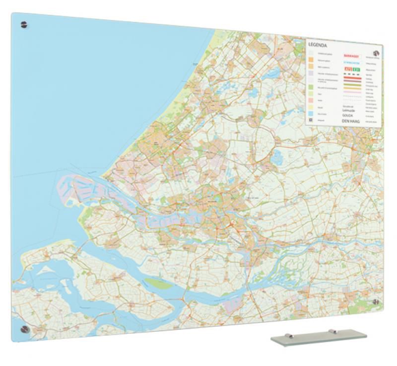 Glassboard kaart provincie Zuid-Holland 90x120 cm