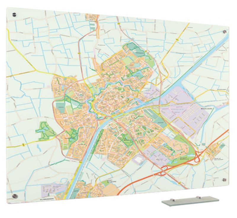 Glassboard kaart Middelburg 90x120 cm